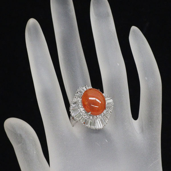 Pt900 ファイアーオパール ダイヤモンド リング 7.56ct D2.52ct