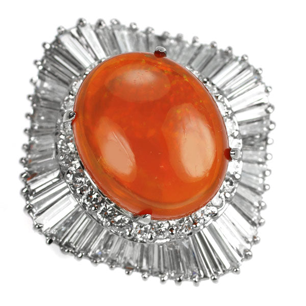 Pt900 ファイアーオパール ダイヤモンド リング 7.56ct D2.52ct
