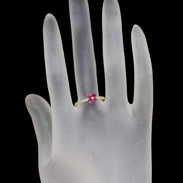 K18YG ルビー ダイヤモンド リング 0.34ct D0.16ct