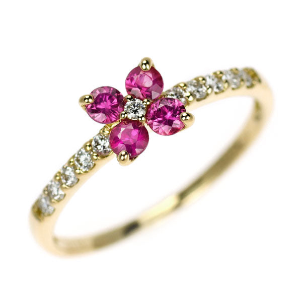 K18YG ルビー ダイヤモンド リング 0.34ct D0.16ct