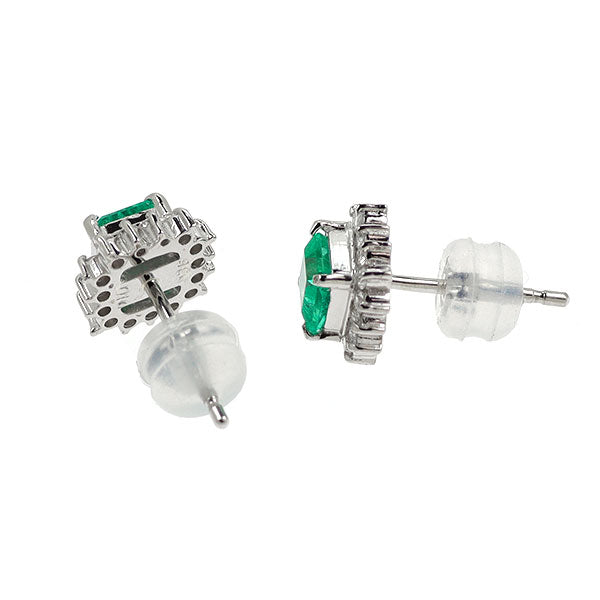 Pt900 エメラルド ダイヤモンド ピアス 0.70ct D0.20ct