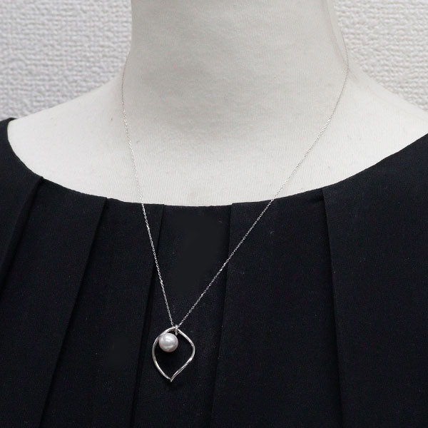 【ノーブランド】K18WG パール ネックレス K18WG アコヤ真珠 ペンダントネックレス 径約8.0mm 2way — セルビー