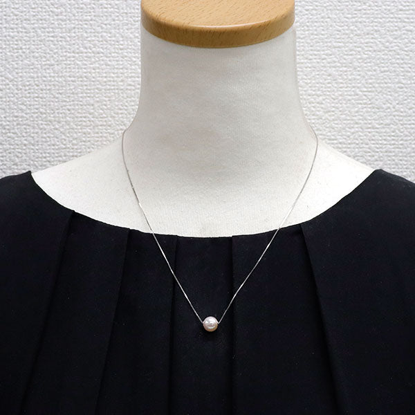 K18WG アコヤ 真珠/パール ペンダントネックレス 径約8.1mm