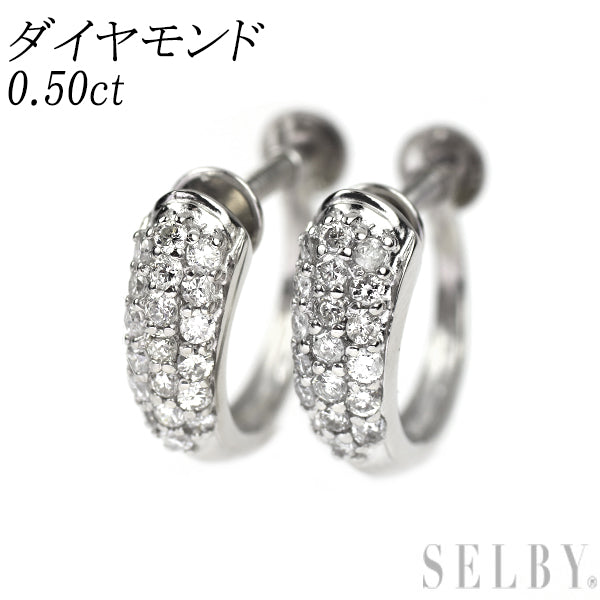 Pt900 ダイヤモンド イヤリング 0.50ct パヴェ フープ
