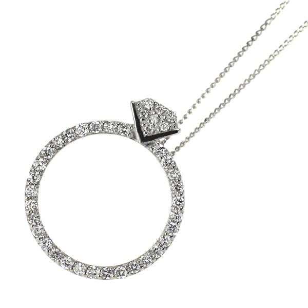 Pt900/ Pt850 ダイヤモンド ペンダントネックレス 0.35ct 指輪 ソリテールリング