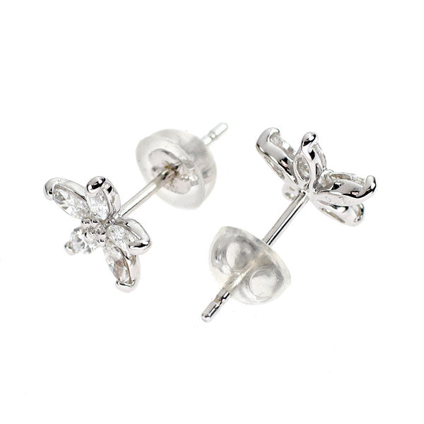 K14WG ダイヤモンド ピアス D0.38ct フラワー