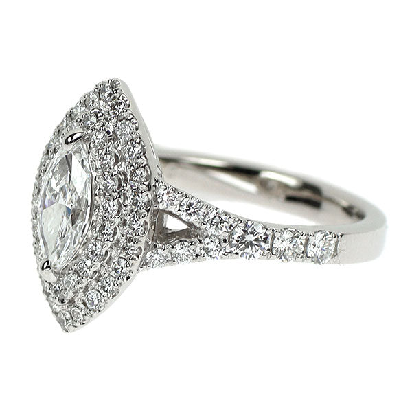 Pt950 マーキスカット ダイヤモンド リング 0.50ct D VS2 VG/VG D0.60ct
