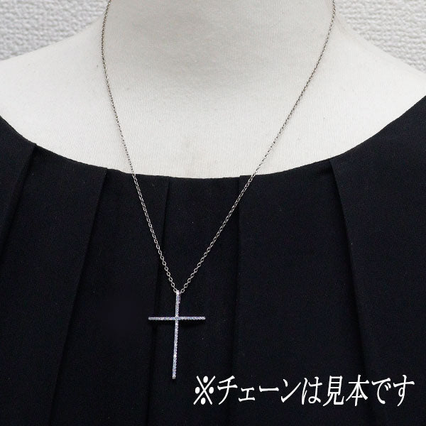 K18WG アイスブルーダイヤモンド ペンダントトップ 0.32ct クロス