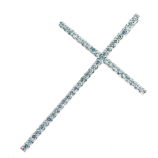 K18WG アイスブルーダイヤモンド ペンダントトップ 0.32ct クロス