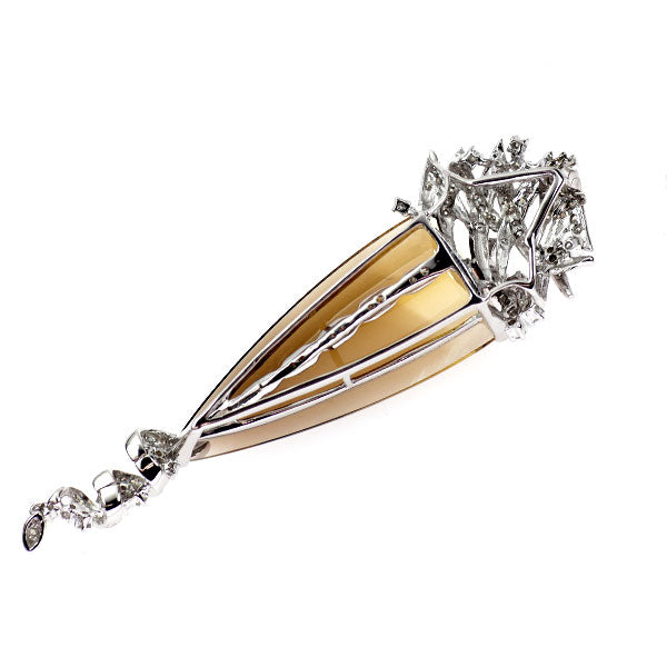 K18WG スモーキー クオーツ ダイヤモンド ペンダントトップ 30.25ct D0.84ct