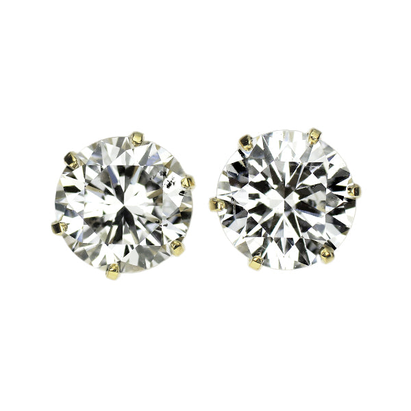 新品 K18YG ダイヤモンド ピアス 1.045ct E SI2 VG/G スタッド【エスコレ】