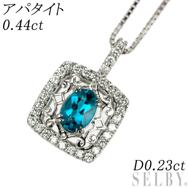 Pt950/Pt850 アパタイト ダイヤモンド ペンダントネックレス 0.44ct D0.23ct
