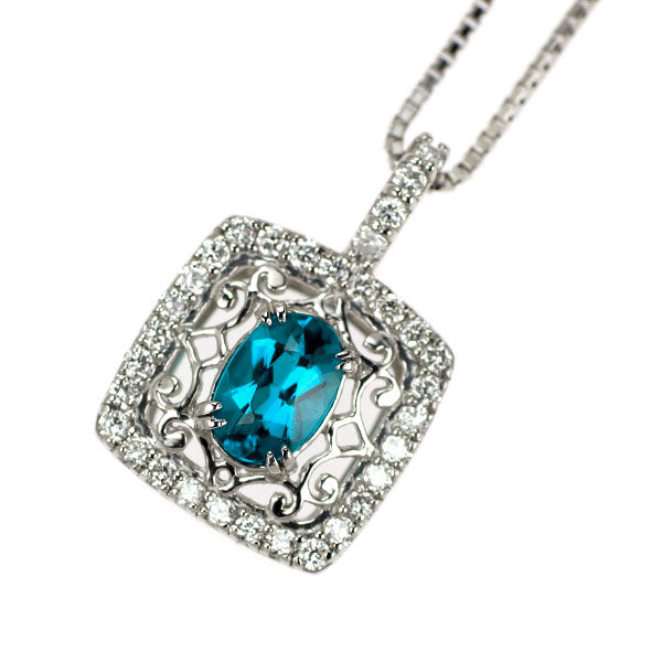 Pt950/Pt850 アパタイト ダイヤモンド ペンダントネックレス 0.44ct D0.23ct