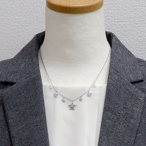 【美品】【4℃】K18WG　ダイヤモンドネックレス　ドロップモチーフ　シルバー 美品】【4℃】K18WG ダイヤモンドネックレス ドロップモチーフ シルバー