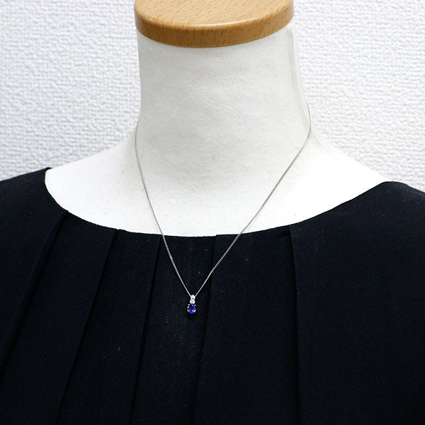 Pt900/ Pt850 サファイア ダイヤモンド ペンダントネックレス 0.53ct D0.06ct