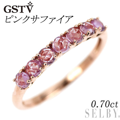 GSTV K18PG ローズカット ピンクサファイア リング 0.70ct 一文字