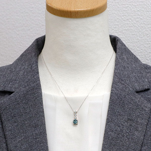Pt900/ Pt850 トリートブルーダイヤモンド ペンダントネックレス 0.957ct D0.25ct