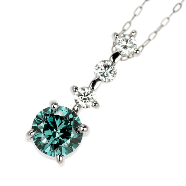 Pt900/ Pt850 トリートブルーダイヤモンド ペンダントネックレス 0.957ct D0.25ct