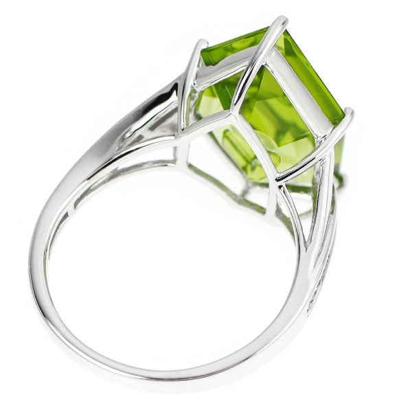 K18WG ムーンシュタイナーカット ペリドット ダイヤモンド リング 8.16ct D0.20ct マジックアイ