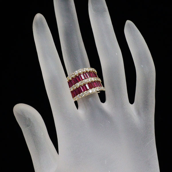 K18YG ルビー ダイヤモンド リング 3.40ct D1.41ct