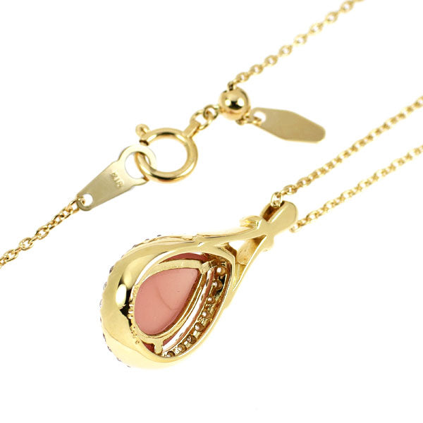 K18PG ロードクロサイト ダイヤモンド ペンダントネックレス 3.80ct D0.30ct