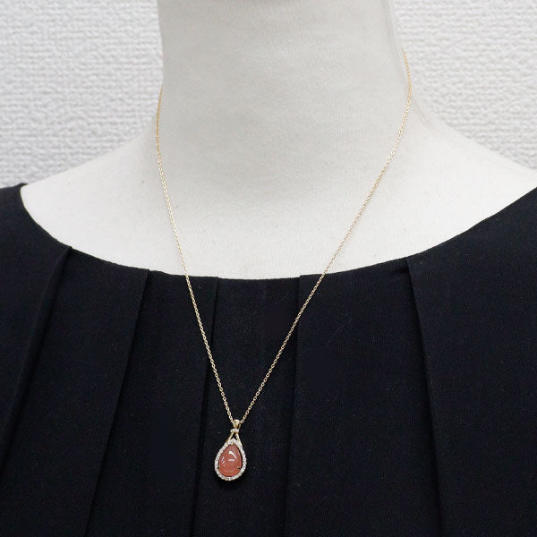 K18PG ロードクロサイト ダイヤモンド ペンダントネックレス 3.80ct D0.30ct