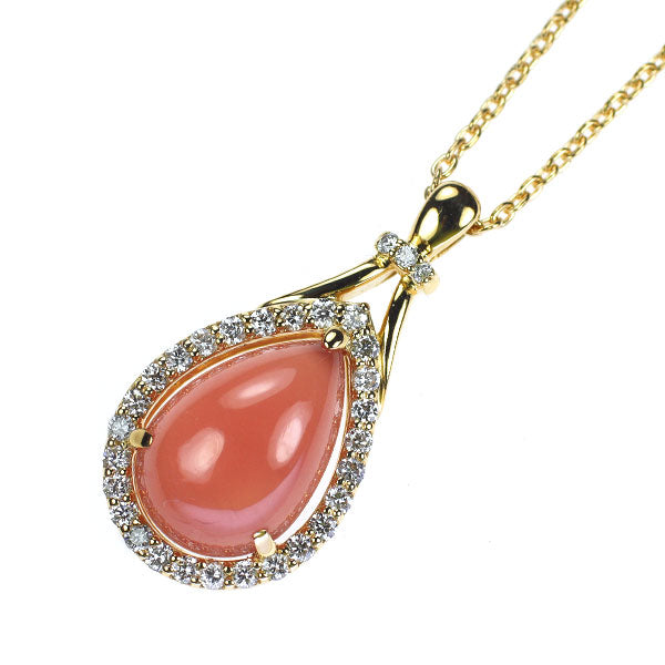 K18PG ロードクロサイト ダイヤモンド ペンダントネックレス 3.80ct D0.30ct