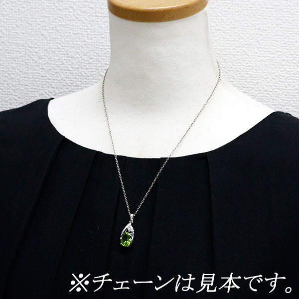 K18WG ペリドット ダイヤモンド ペンダントトップ 5.22ct D0.27ct