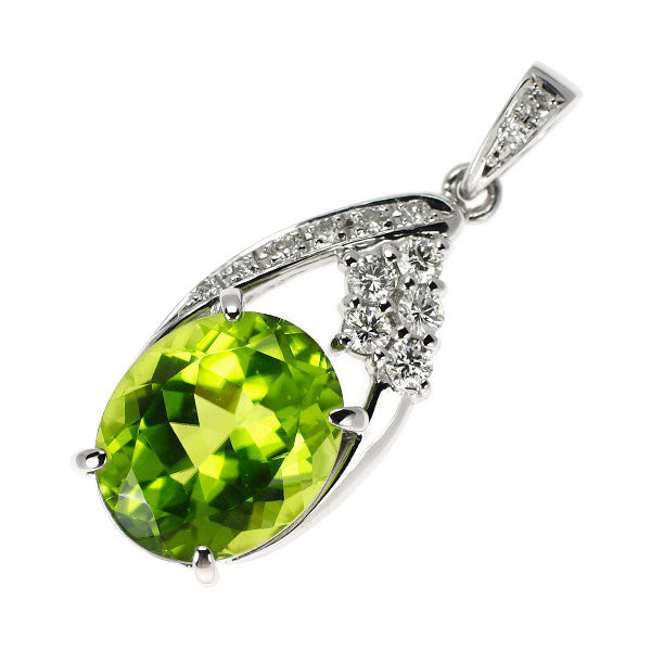 K18WG ペリドット ダイヤモンド ペンダントトップ 5.22ct D0.27ct