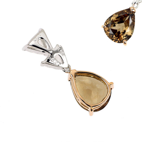 K18WG/ PG カラーチェンジガーネット トリリアントカットダイヤ ペンダントトップ 1.68ct D0.27ct