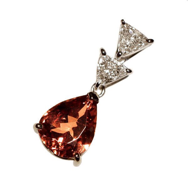 K18WG/ PG カラーチェンジガーネット トリリアントカットダイヤ ペンダントトップ 1.68ct D0.27ct
