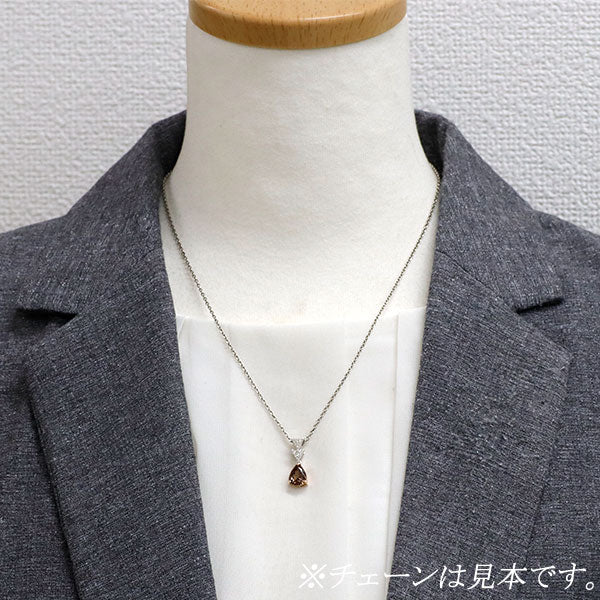 K18WG/ PG カラーチェンジガーネット トリリアントカットダイヤ ペンダントトップ 1.68ct D0.27ct