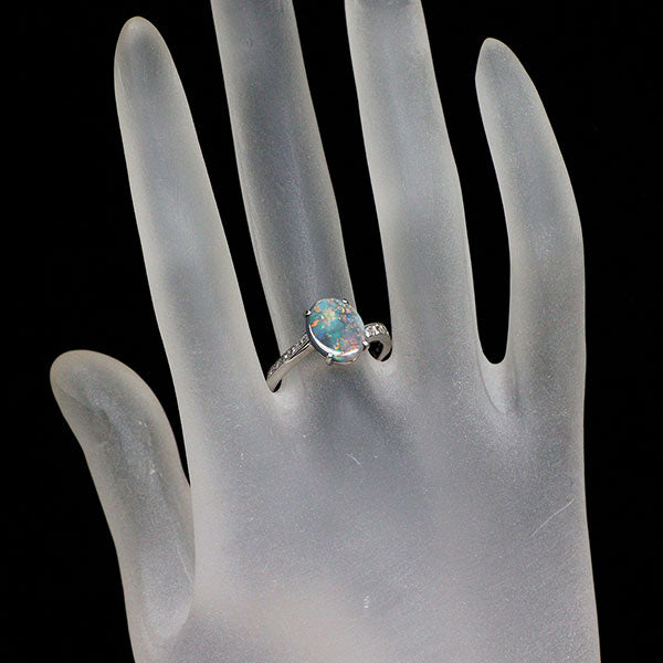 Pt900 ブラックオパール ダイヤモンド リング 1.43ct D0.18ct