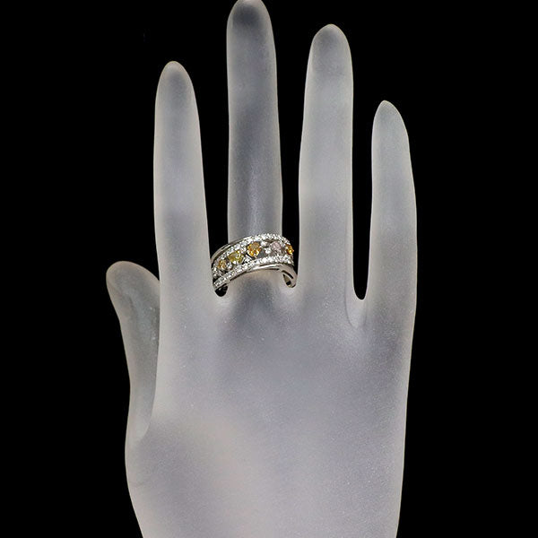 Pt900 ファンシーカラー/カラーレス ダイヤモンド リング 1.27ct