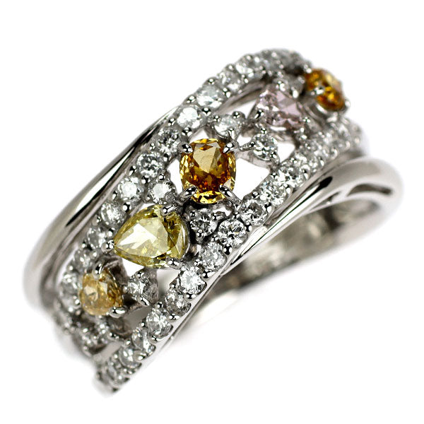 Pt900 ファンシーカラー/カラーレス ダイヤモンド リング 1.27ct