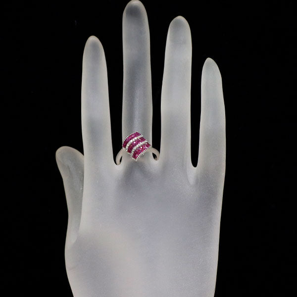 K18WG ルビー ダイヤモンド リング 1.00ct D0.15ct ミステリーセッティング