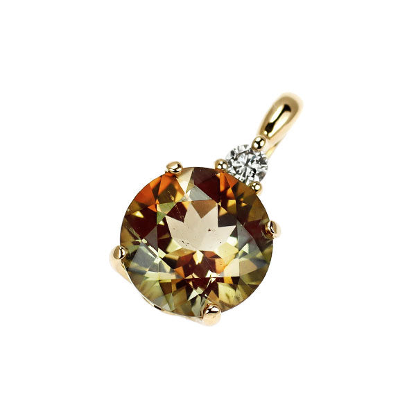K18YG アンダリュサイト ダイヤモンド ペンダントトップ 0.70ct D0.01ct
