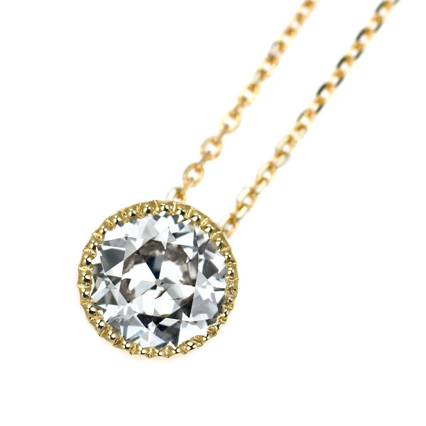 新品 K18YG オールドサーキュラーブリリアントカット ダイヤモンド ペンダントネックレス 0.633ct H SI2 鍛造ミルグレイン【エスコレ】