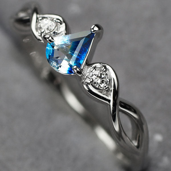 新品 希少 Pt950 ジンバブエ産ユークレース ダイヤモンド リング 0.200ct D0.02ct 【エスコレ】
