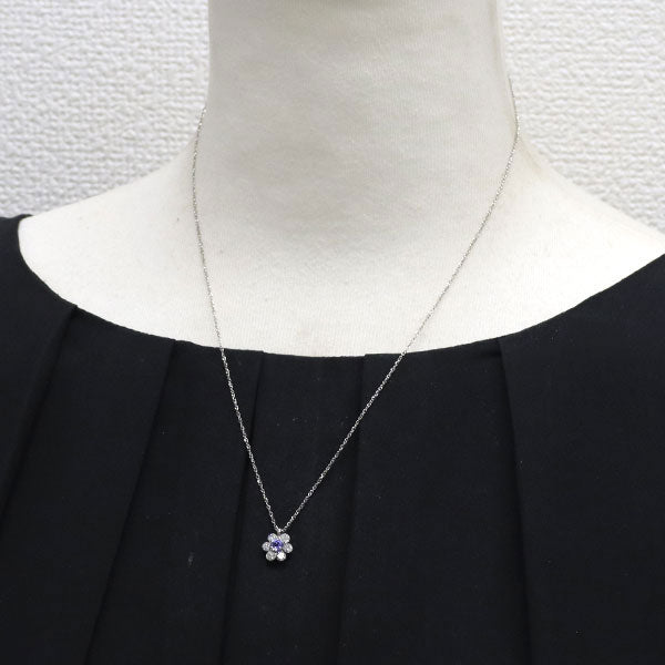 Pt900/ Pt850 タンザナイト ダイヤモンド ペンダントネックレス 0.20ct D0.52ct フラワー