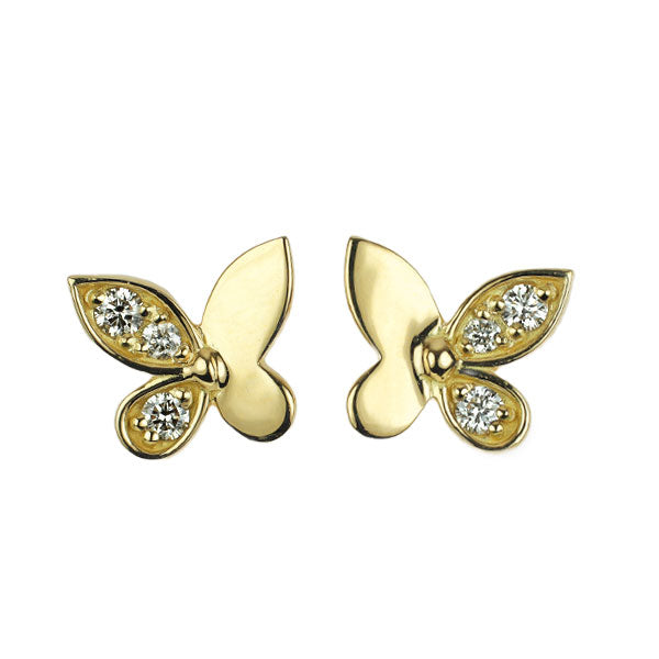 K18YG ダイヤモンド ピアス 0.14ct 蝶
