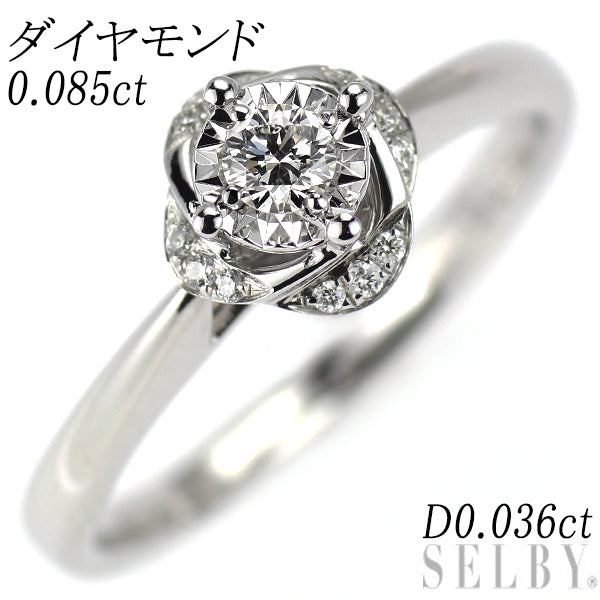 K18WG ダイヤモンド リング 0.085ct D0.036ct