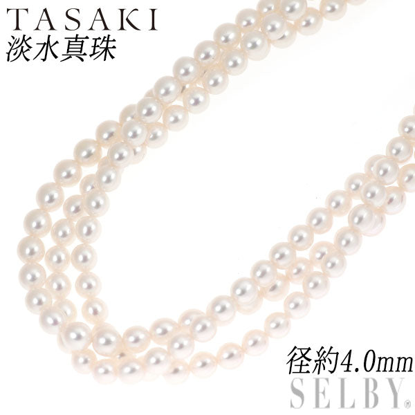 田崎真珠 SV 淡水真珠/パール ネックレス 3連 径約 4.0mm 56cm