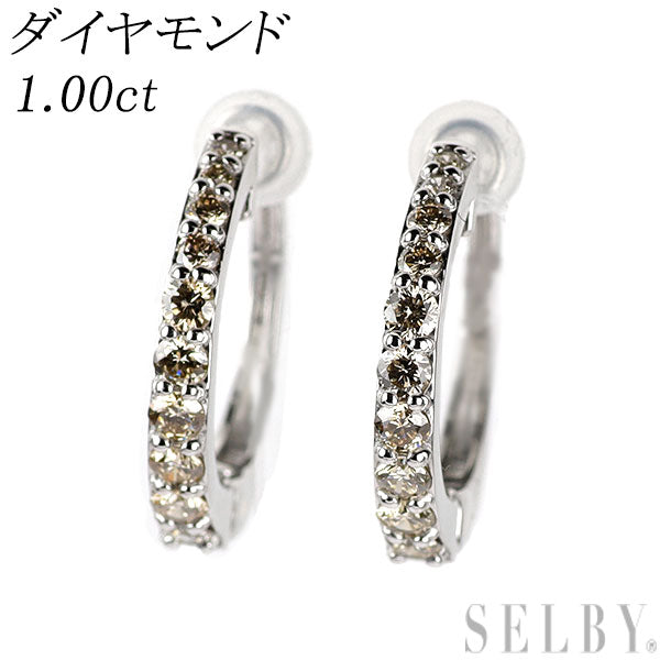 Pt950 ダイヤモンド フープ イヤリング 1.00ct