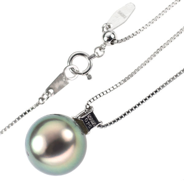K18WG 黒蝶 真珠/パール ダイヤモンド ペンダントネックレス 径約 11.8mm D0.26ct
