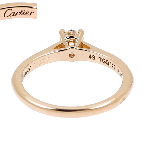 カルティエ K18PG ダイヤモンド リング 0.23ct F VS1 3EX ソリテール 49号