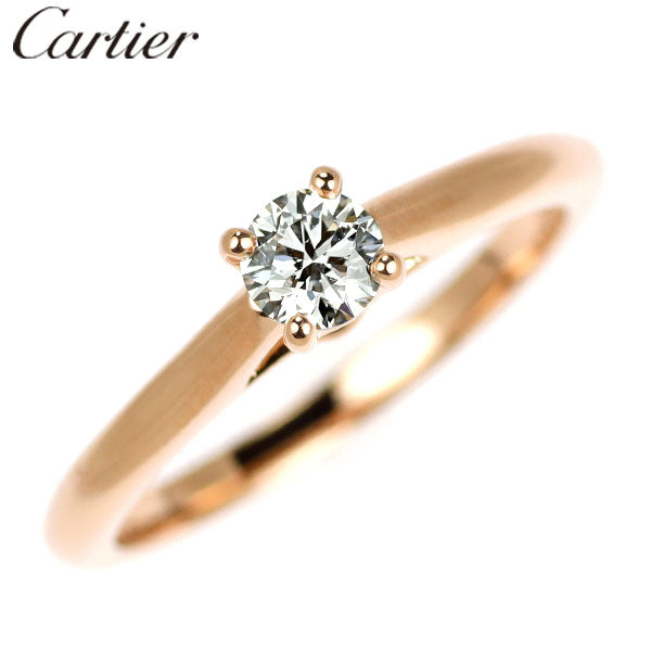 カルティエ K18PG ダイヤモンド リング 0.23ct F VS1 3EX ソリテール 49号