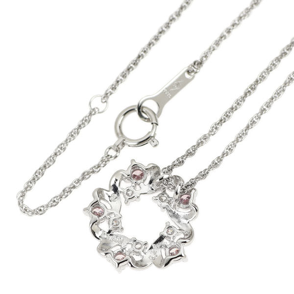 田崎真珠 Pt900/Pt850 天然ピンク/カラーレスダイヤモンド ペンダントネックレス 0.35ct