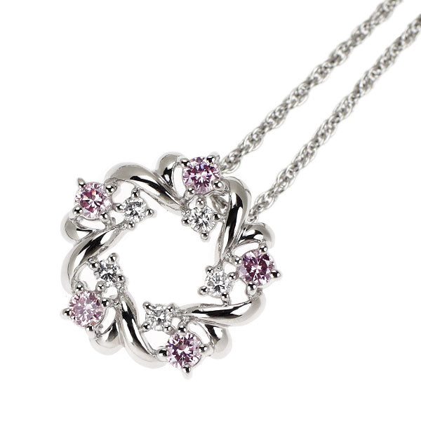 田崎真珠 Pt900/Pt850 天然ピンク/カラーレスダイヤモンド ペンダントネックレス 0.35ct