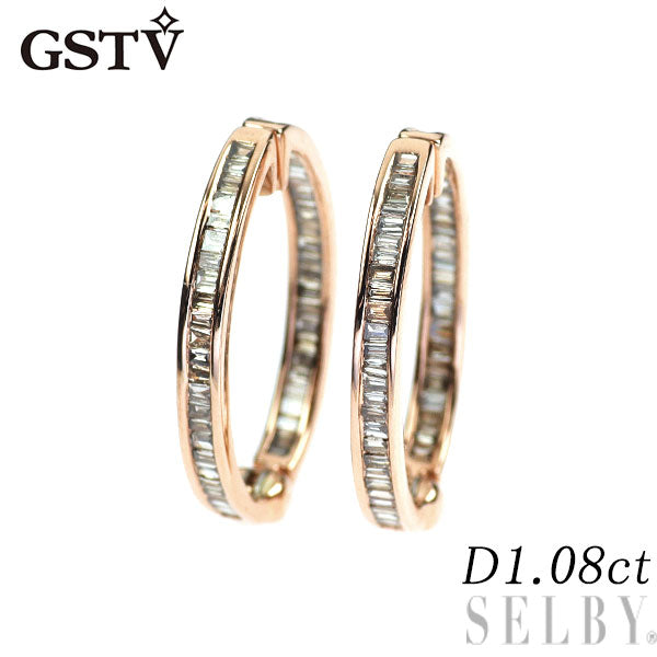 GSTV K18PG ダイヤモンド イヤリング 1.08ct ピアリング